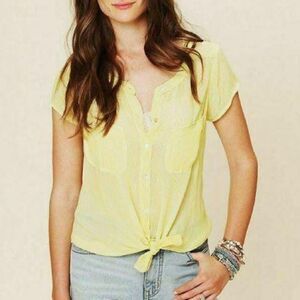 We The Free Marble Effect Button Down Blouse Top Size Medium